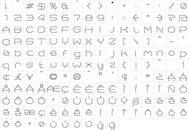 Masta Light  glyph index