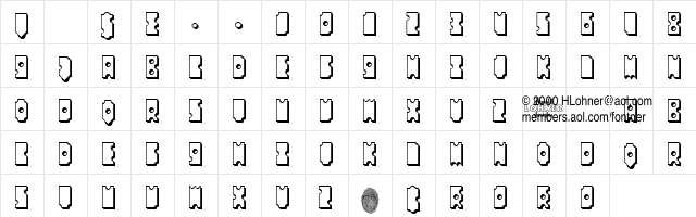 Punchhappy Shadow  glyph index