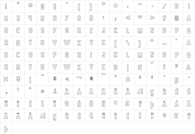 Fatcat Light  glyph index