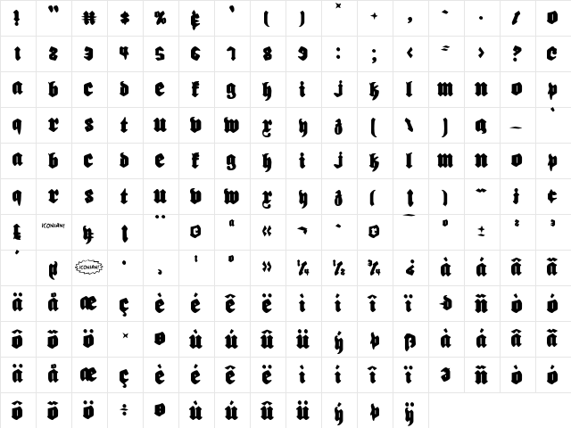 Bierg䲴en Regular  glyph index