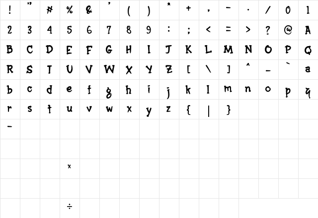 Hermazz Regular  glyph index