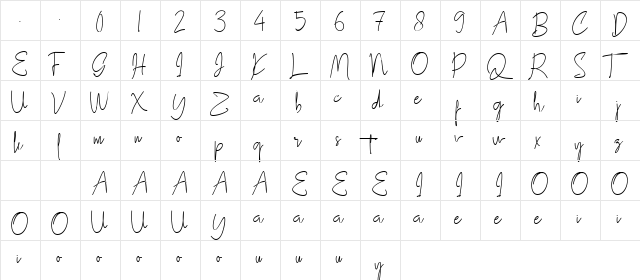 Gllibfith Regular  glyph index