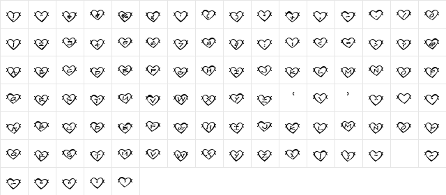 LD LoveLinks Regular  glyph index