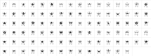 LD Braces Regular  glyph index