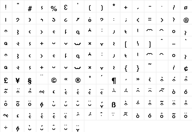 Omikron Medium  glyph index