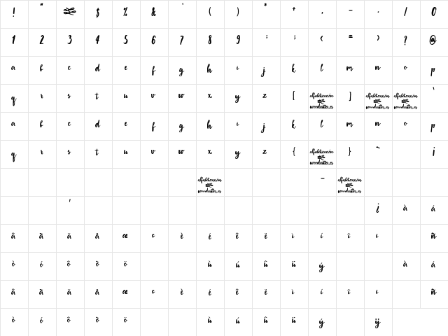 Alfabetizaci׮ Regular  glyph index