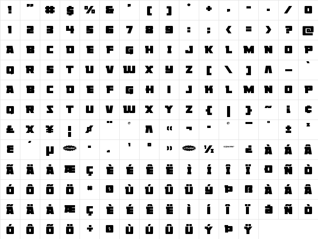 Liberty Legion Expanded Expanded  glyph index