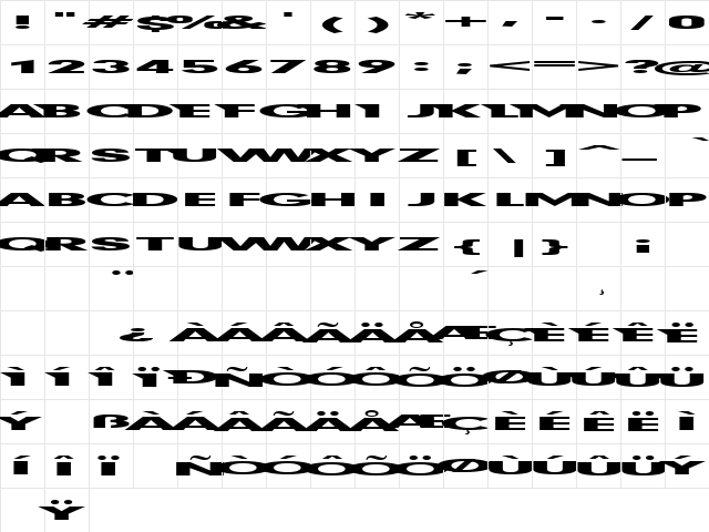 First Blind Regular  glyph index