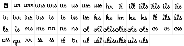 Apricot - Ligatures Two Regular  glyph index