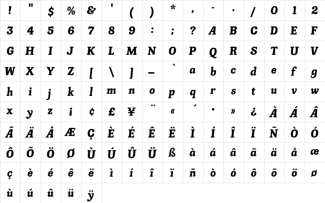 KnightsbridgeEF Regular  glyph index