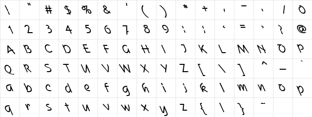 Washburn 2 Regular  glyph index