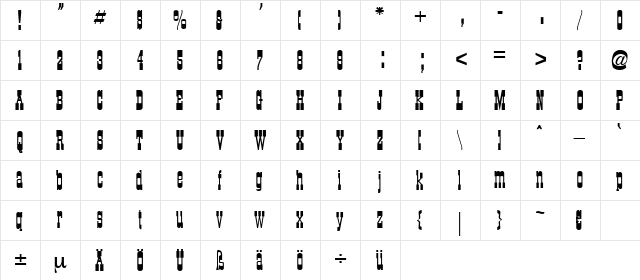 Capolar Regular  glyph index