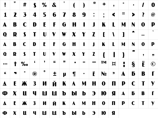 a_JasperCapsNr Bold  glyph index