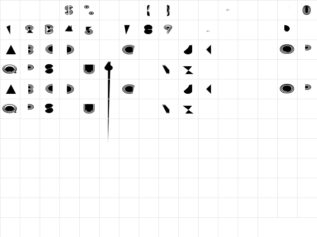 Detroit 3 Regular  glyph index