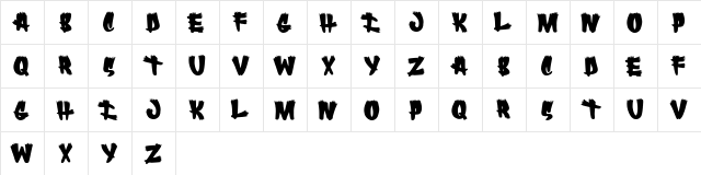 FLAREUPS Regular  glyph index