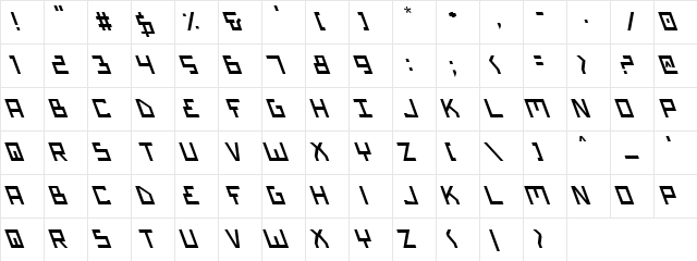 Bionic Type Slant Slant  glyph index