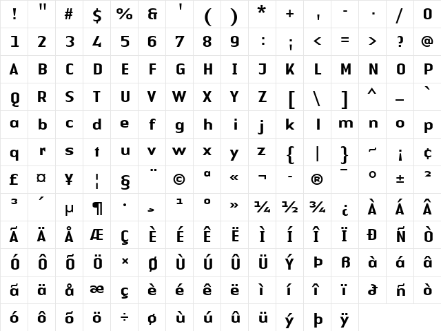 LTAuthenticSans Medium Medium  glyph index