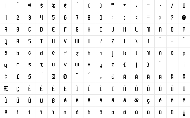 Handheld Regular Regular  glyph index