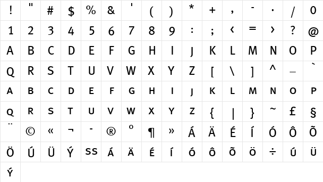 MetaBookCELF Book  glyph index