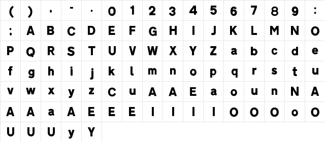 Ccrige Regular  glyph index