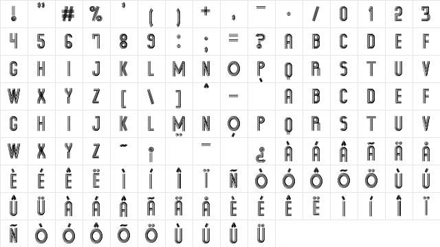 Consent Ny St Regular  glyph index