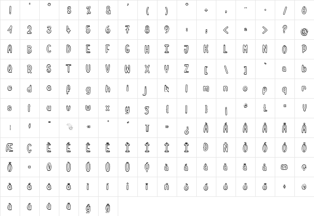 Pamela wants to Ride Regular  glyph index