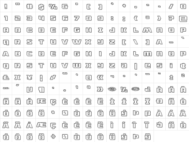 Drone Tracker Engraved Regular  glyph index