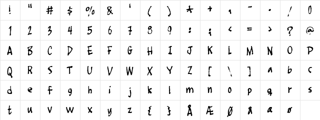 Foot Fight Regular  glyph index