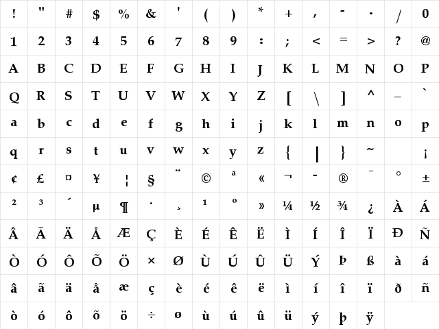 Bahij ASVCodar Bold  glyph index