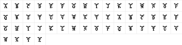 KR Batty Regular  glyph index