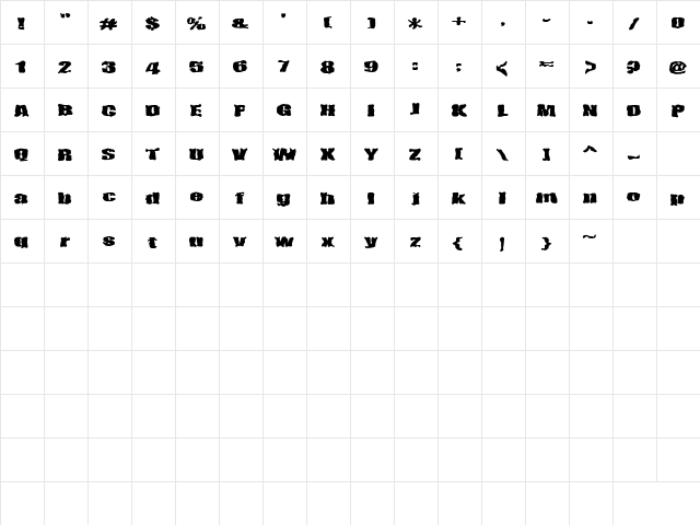 D3 Ghostism-Regular Regular  glyph index