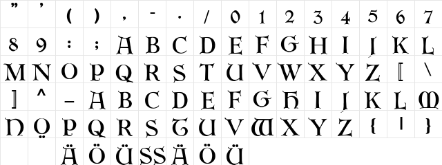 Erbar Initialen Regular  glyph index