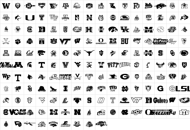 College Collage Regular  glyph index