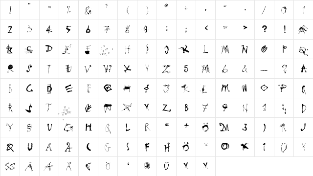 GoodiesLL Regular  glyph index
