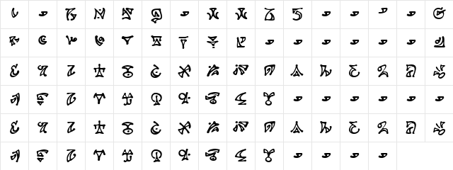 DarkArts BB Regular  glyph index