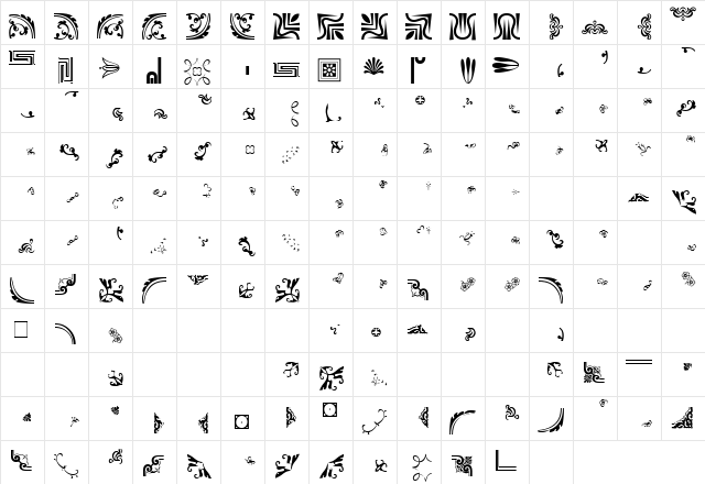 JournalDingbatsThreeSSK Regular  glyph index