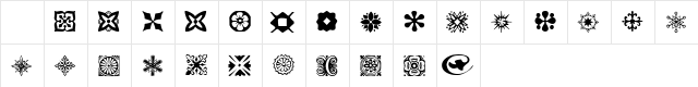 Antique Border Ornaments Regular  glyph index