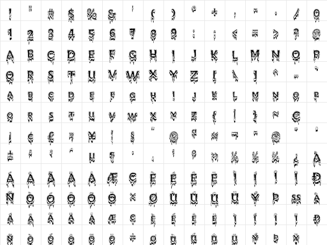 Kreepshow 'Frigid' Regular  glyph index