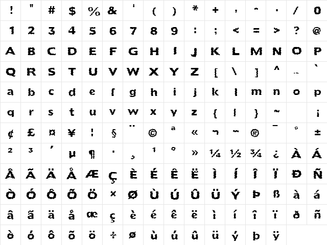 FZ BASIC 55 WAVEY Normal  glyph index