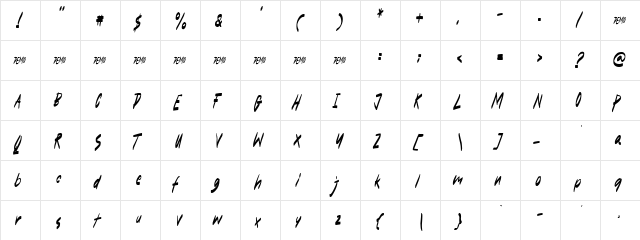 Tweets Demo Regular  glyph index