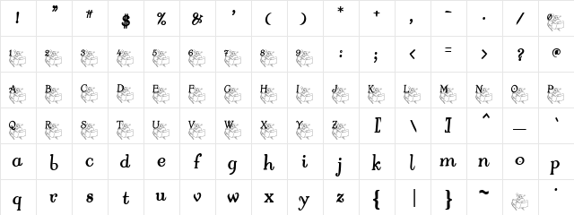 ChristmasSleighRideCaps Regular  glyph index