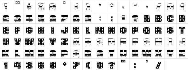 StarsAndStripes Regular  glyph index