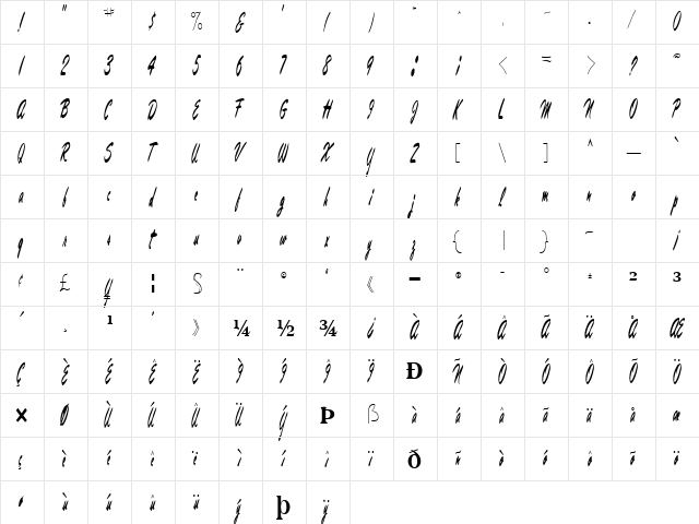 LightingRod60 Regular  glyph index
