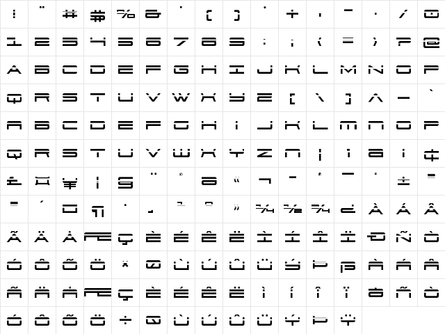 911 Porscha Laser Regular  glyph index