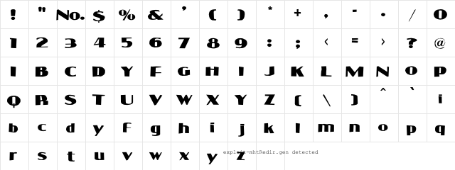 LHF Bell Boy Regular  glyph index