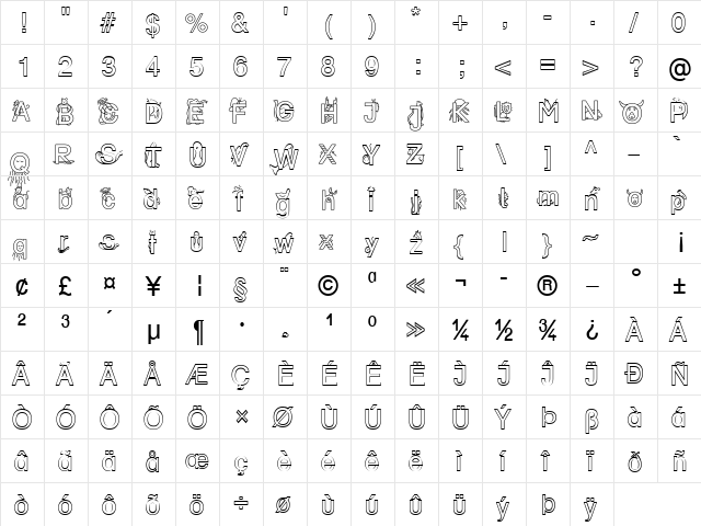 DR BY 1 Becker Normal  glyph index