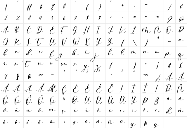 Barlista Regular  glyph index