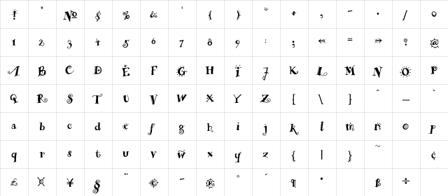 Chili Pepper Bold  glyph index