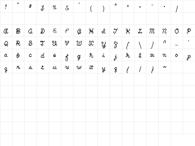 Kuchibue Regular  glyph index
