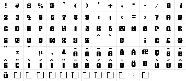 Typeshop Regular  glyph index